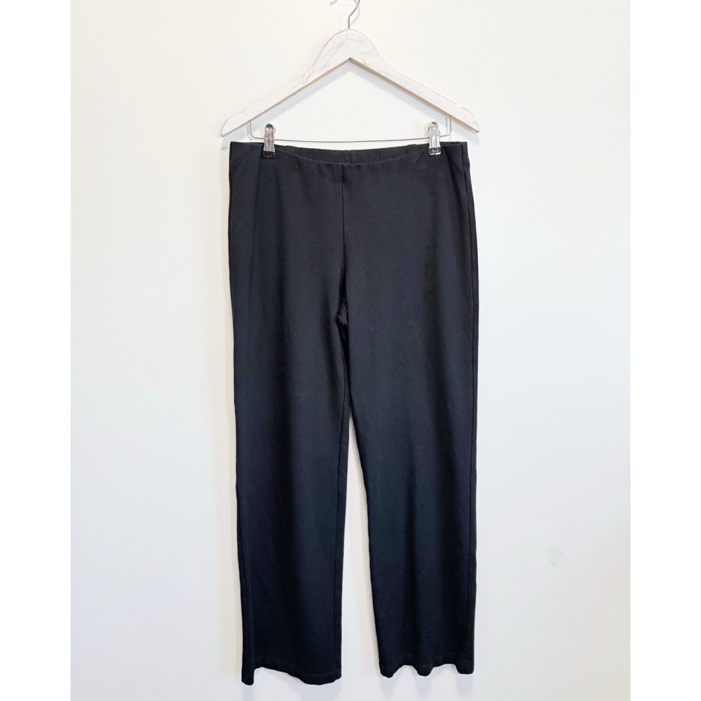 EILEEN FISHER Black Straight Leg Ponte Knit Pants Elastic Pull On Medium M
